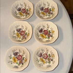 Johnson Brothers Sheraton Floral Ceramic square cereal Bowls - Set of 6